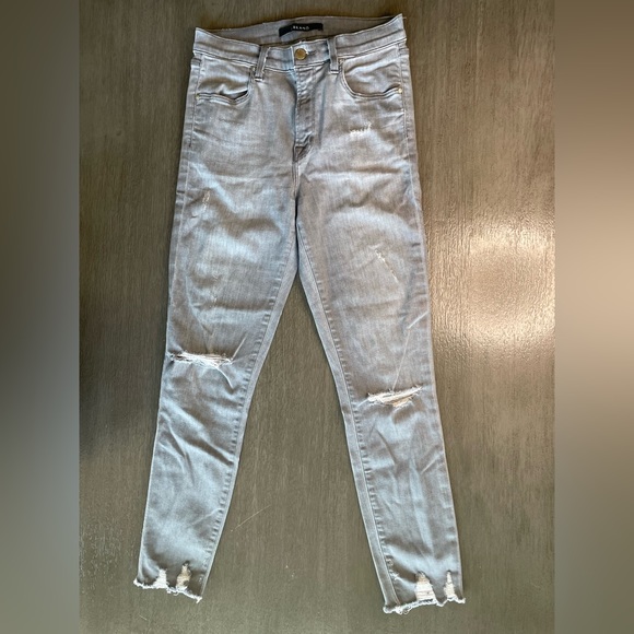 J Brand Alana Light Grey Skinny Crop Jeans Distressed 26 - Picture 1 of 11